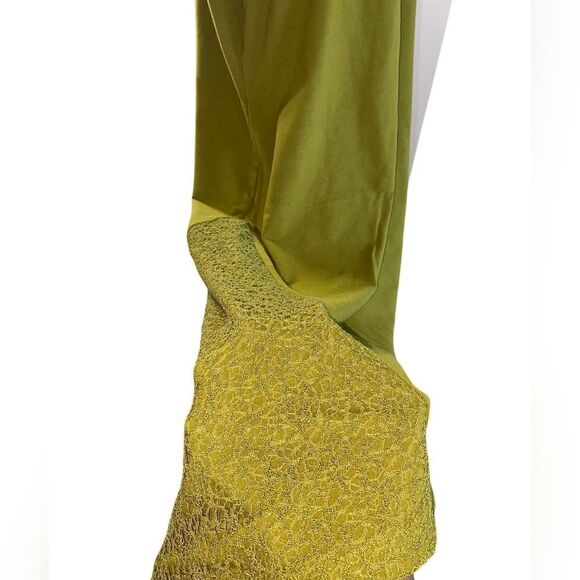 H BY HALSTON OLIVE GREEN DRESS WITH LACE. Sc624-7 - Picture 8 of 13